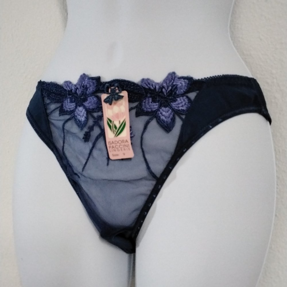 Set of 2 Isidora Paccini Women Panties Size 9 Navy Lace Stretchy Set of 2 Items